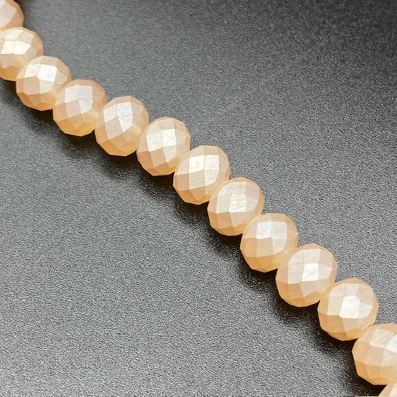 10mm Pearl Luster Peach Puff Glass Rondelle Bead Strand - Picture 3 of 3